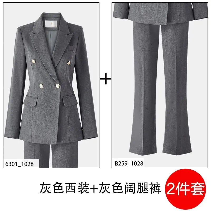 Gray Professional Suit For Women Autumn Winter 2026 New Model Formal Suit Jacket For Student Interviews Fashion 2 Piece Sets