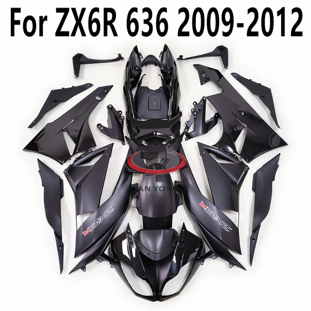 Glossy matte black combination For ZX6R 636 ZX 6R 2009-2010-2011-2012 Motorcycle Full Fairing Kit Cowling Injection Bodywork