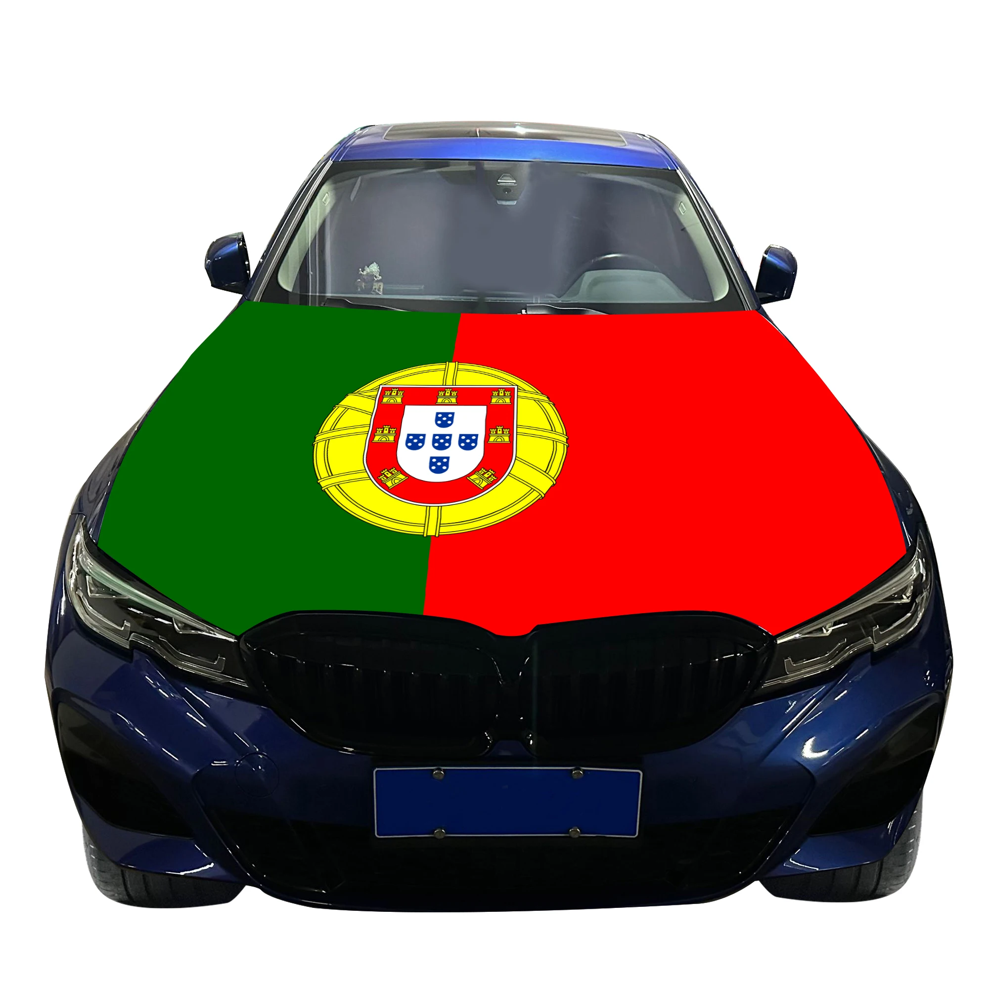 Portugal Car Hood Cover Flag  Universal Size Elastic Polyester 120x150cm for Car Decor