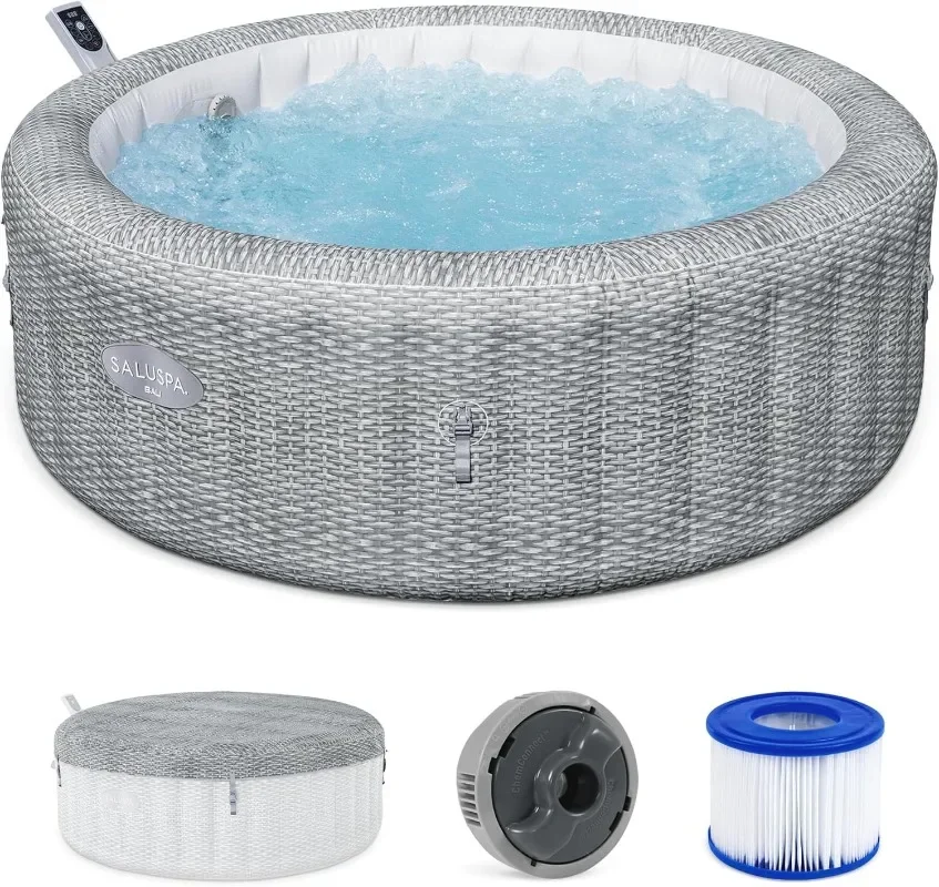 

Bestway SaluSpa Bali 4 to 6 Person Inflatable Hot Tub, Round Energy-Efficient Portable Outdoor Spa with 140 AirJets, 77" x 28"