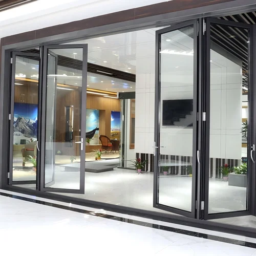 접이식 슬라이딩 문짝 이중 유리 외부 출입문, 알루미늄 합금 프로파일, 전면 문짝 금속 출입문, 가정용 맞춤형