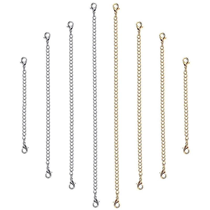 12 Pcs Stainless Steel Necklace Extender Bracelet Extender Extender Chain Set 4 Different Length: 6 Inch 4 Inch 3 Inch 2 Inch (4