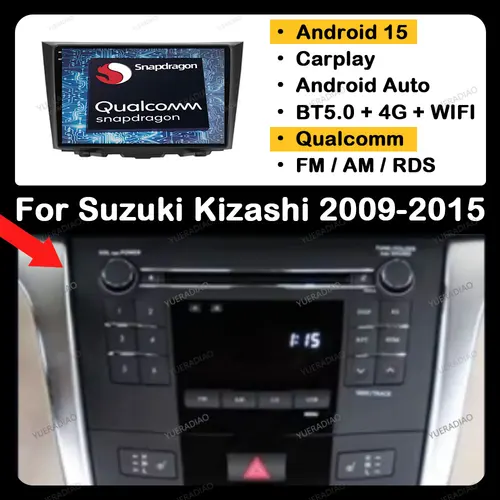 Android 15 Radio del coche para Suzuki Kizashi 2009 - 2015 navegación GPS reproductor de vídeo estéreo Multimedia CarPlay unidad principal automática 4G WIFI