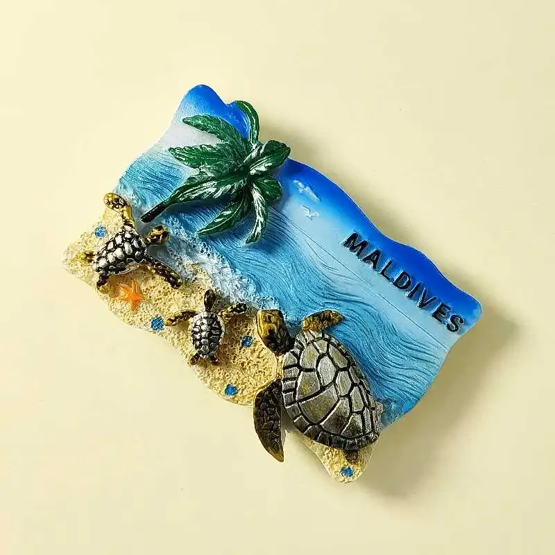 Beach Turtle Refrigerator Magnet Maldives Souvenir Hand-painted Home Decor Fridge Sticker Gifts Collection