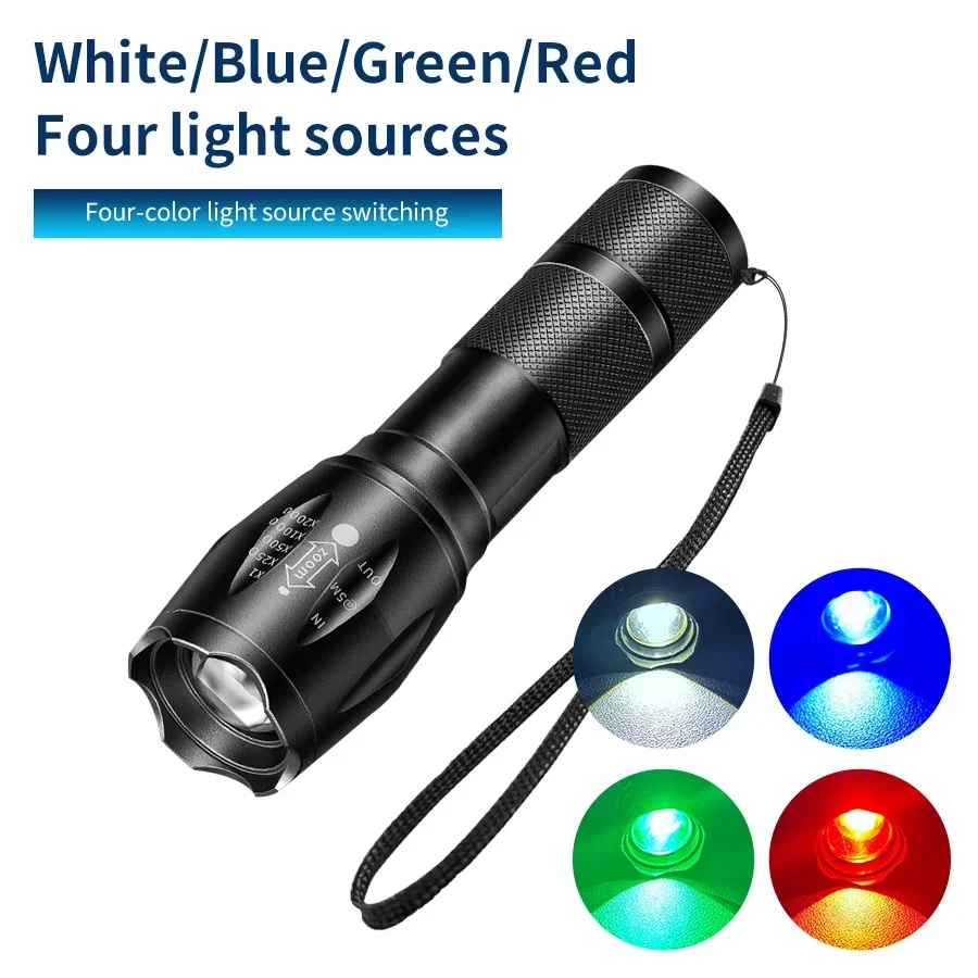 4-color Portable LED Flashlight USB Rechargeable Outdoor Sports Emergency Flashlight Premium Changeable Black Light Fill Light