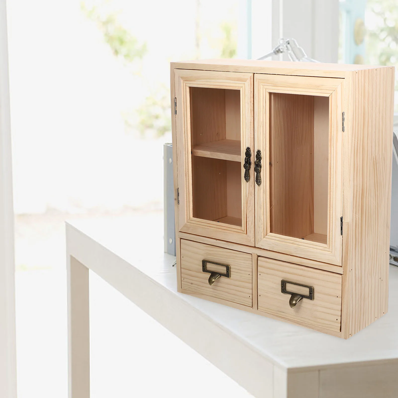 

Solid Wood Box 3 Drawer Wooden Storage Cabinet Double Door Small Size Living Room Desk ganizer Wooden Cabinet Furniture