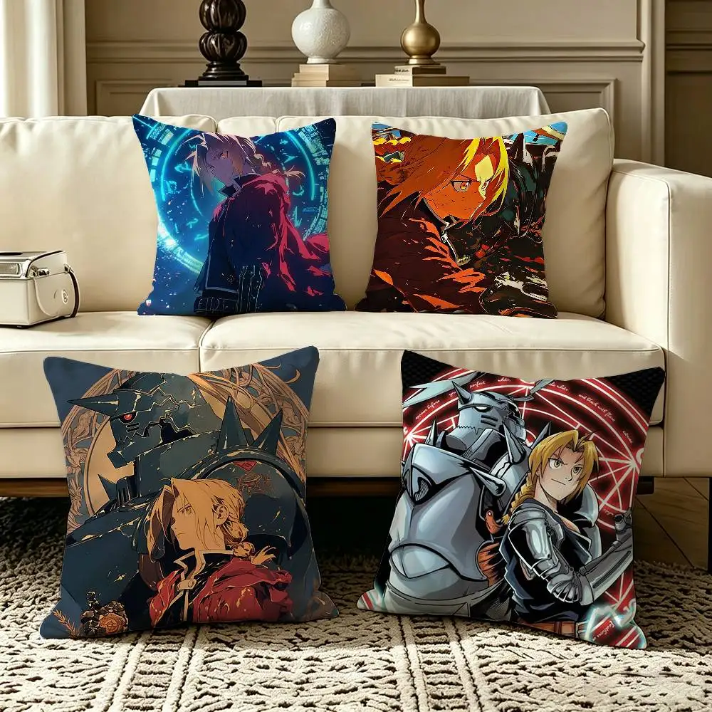 Anime Fullmetal-l Alchemist Brotherhood  Pillow Case Square Double-Sided Sofa Cushion Cover Bedroom Bedside Pillow