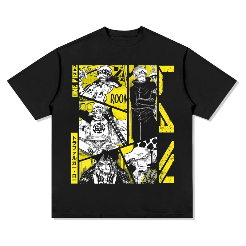 

Футболка One Piece Trafalgar D. Water Law 2026, 100% хлопок, модная, легкая, свободная, уличная, с коротким рукавом, с графическим принтом