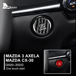 Real Hard Carbon Fiber Start Stop Engine Cover For Mazda 3 Axela 2020 2021 2022 Car Button Sticker For Mazda CX-30 2020-2022