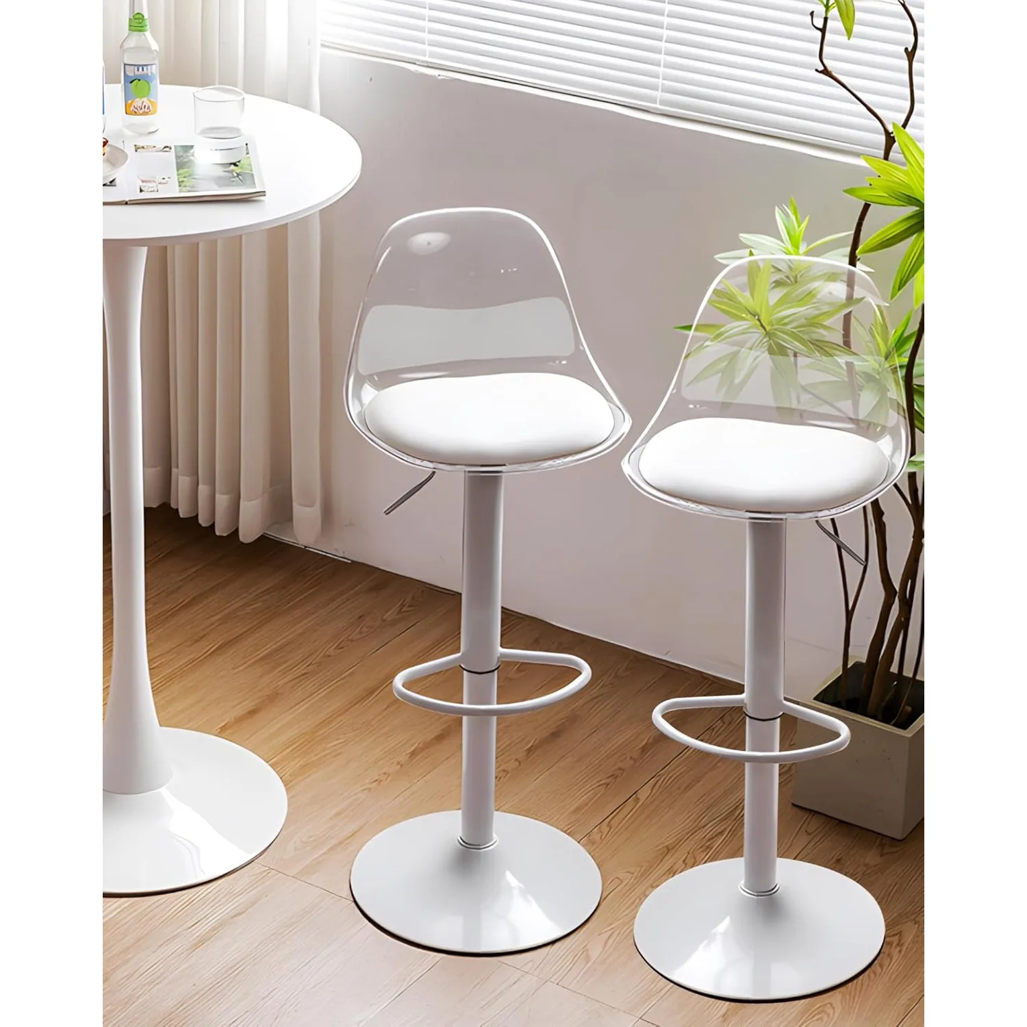 

Chairs, Adjustable Barstools Counter Height with High Backrest, Easy 3-5 Minute Assembly for Bar, Kitchen, Dining Room Clear