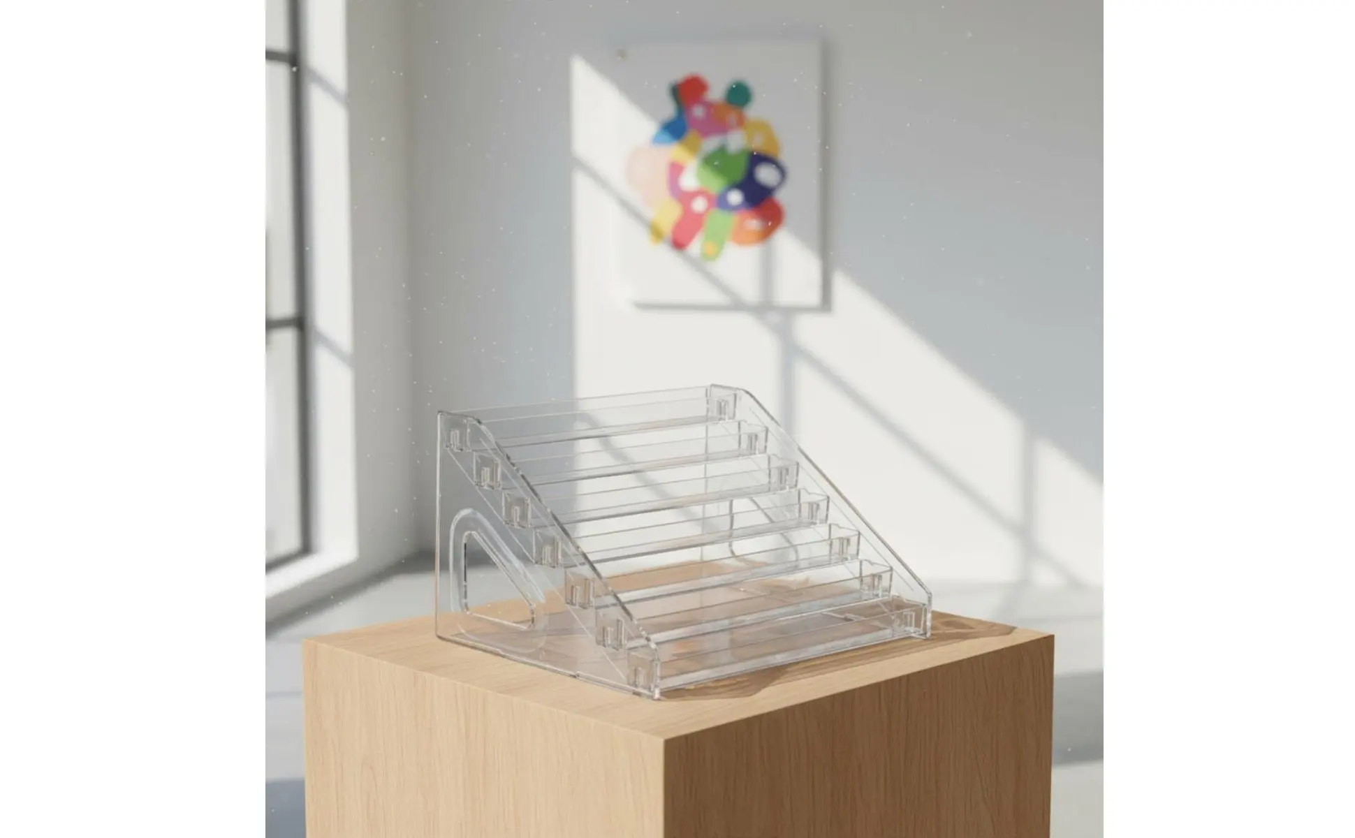 Clear Staircase Display Shelf Multi Use Tiered Figurine Display Rack Slanted Acrylic Organizer Easy to View Retail Fixture
