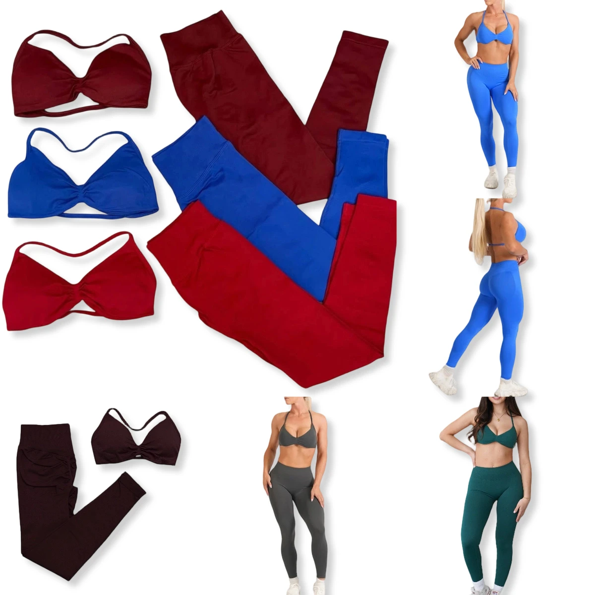 Conjunto Deportivo DF Impact de 2 Piezas, Top Deportivo con Tirantes DFNNYE para Mujer, Leggings para Yoga, Ropa Deportiva, Conjunto Deportivo sin Costuras para Fitness