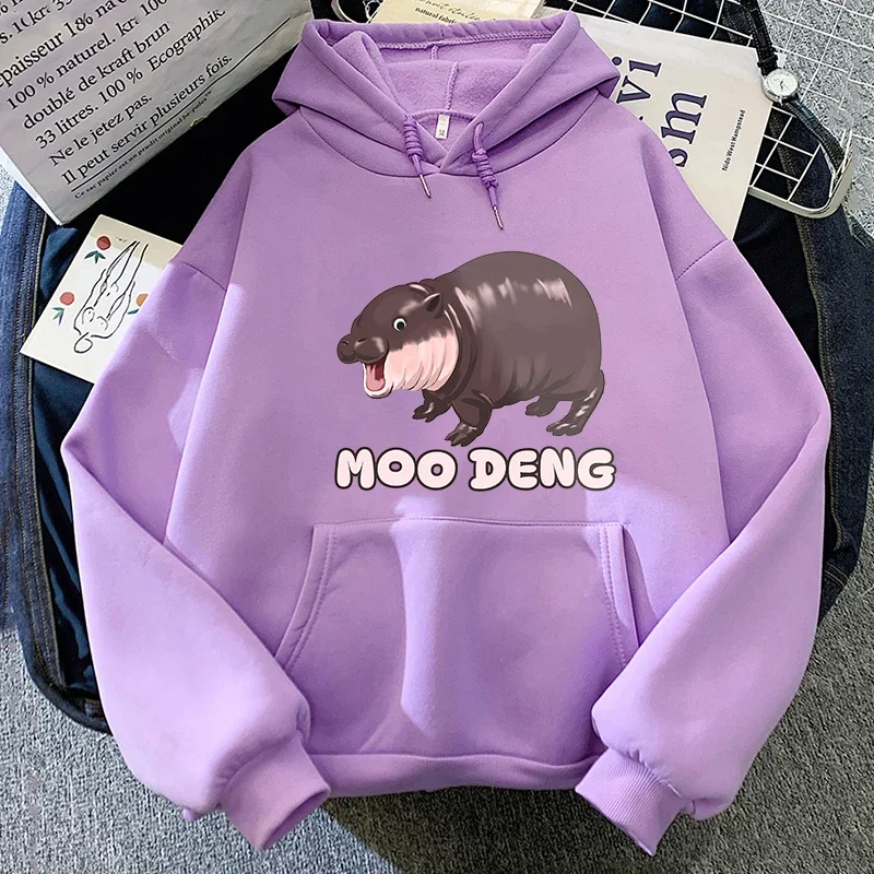 

Moo Deng Face Cute Baby Hippo Hoodie Retro Women/men Hoodies Unisex Sweatshirt Vintage Kawaii Aesthetic Harajuku Winter Clothes