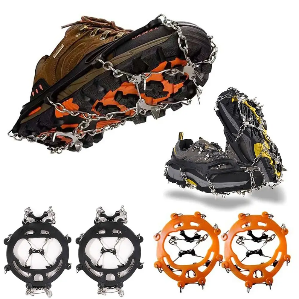 8/10 Teeth Ice Shoes Spike Non-slip Lightweight Grip Boots Chain Ice Snow Shoes Spikes for Climbing Mountaineering Crampons