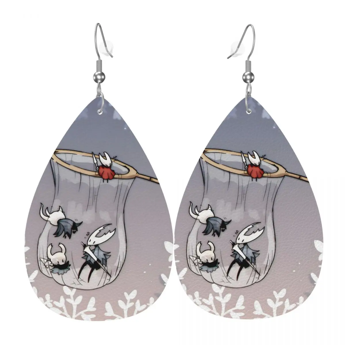 Custom Drop Dangle Earrings Anime Game Hollow Knight Leather Teardrop Earrings PVC Leather for Gifts Dainty Jewelry