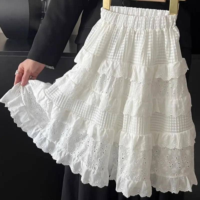 Girls\' Half Skirt Spring and Summer New Fashionable Princess Little Girl Half Skirt White Cake Skirt Big Children\'s Skirt