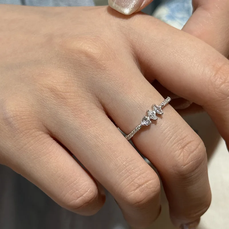 PANJBJ 925 Sterling Silver Geometry Ring for Women Zircon Stars Extremely Fine Versatile Engagement Jewelry Gift Dropshipping