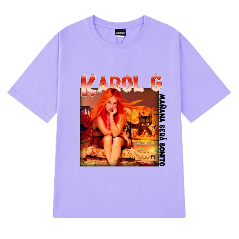 T-shirt graphique Karol G Album pour hommes et femmes, manches courtes, vintage, respirant, unisexe, 2024 coton, 100%