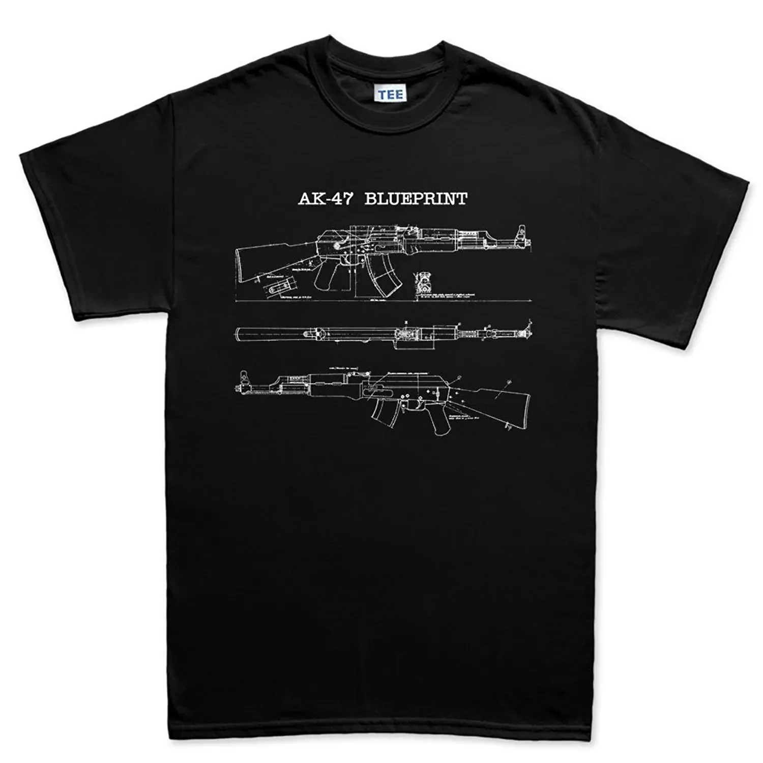 

Винтажная футболка AK-47 Assault Rifle Blueprint, 100% хлопок, с круглым вырезом, летняя повседневная мужская футболка с коротким рукавом, размер S-3XL