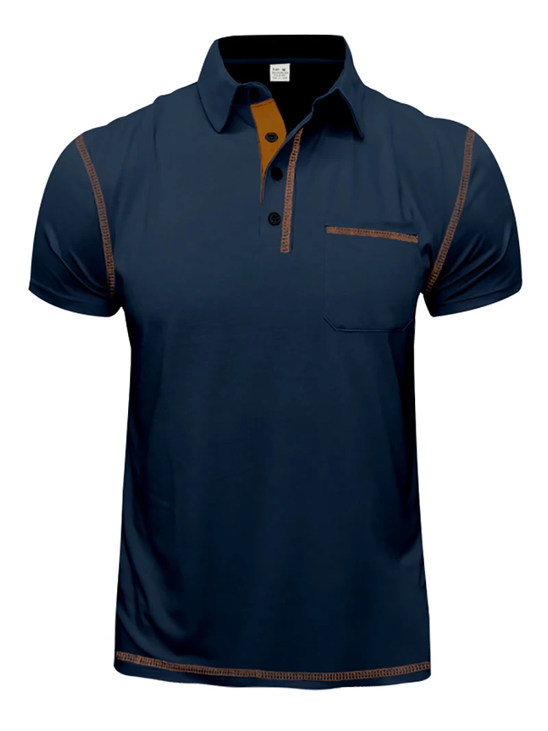 2024 Neues Sommer-Poloshirt für Herren mit Revers und Tasche, atmungsaktives Polyester, Kurzarm-Oberteil, lässige Alltags-, Büro- und Businesskleidung für Männer – Detail 15