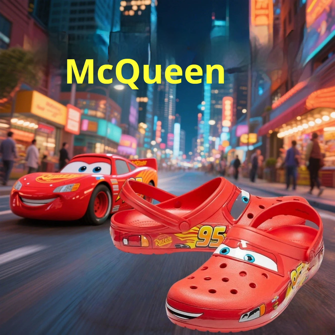 

Spot Goods Summer New Disney Mcqueen Pixar Outdoor Beach Slippers Cute Cartoon Anime Pool Anti Slip Car Slippers Shoes Toys Gift