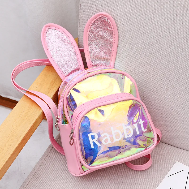 New transparent backpack women Korean fashion laser casual small backpack cartoon travel colorful student bag