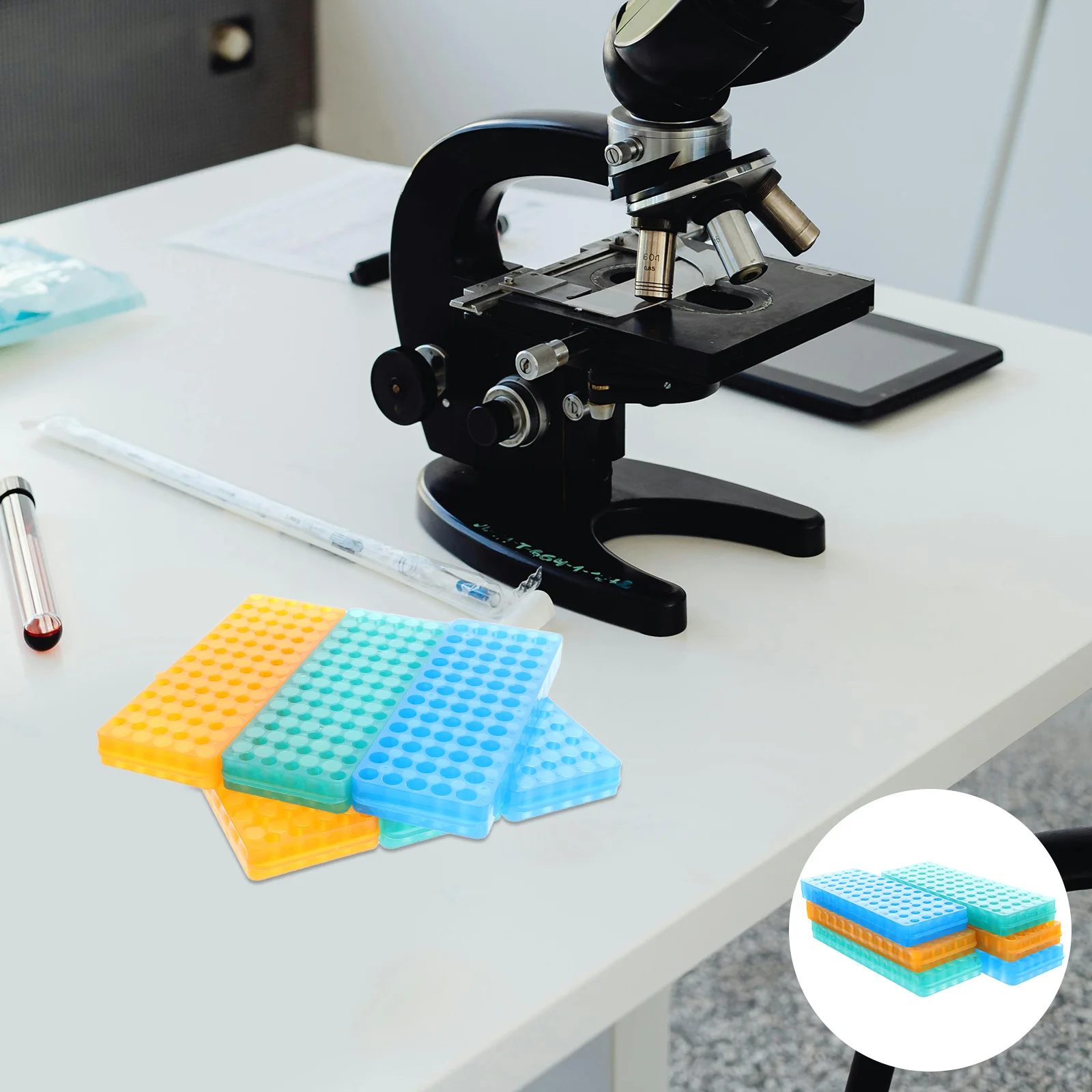 

6Pcs Sample Bottle Rack Microcentrifuge Tube Holder Organizer 60 Hole Tray for Test Tube Specimen Storage Vial Holder