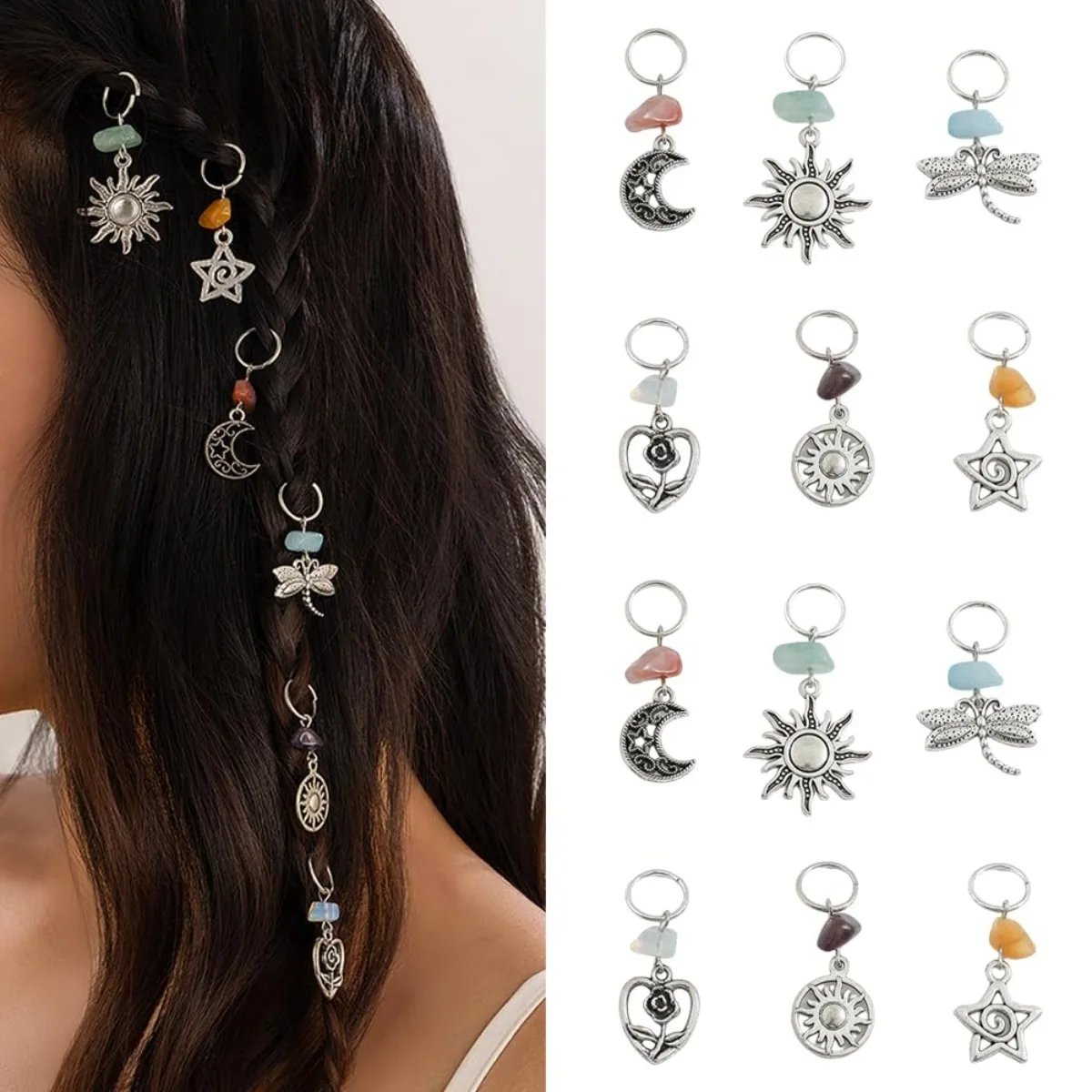 

6 шт./упак. кольца для дредов из сплава, модные аксессуары для волос в стиле хип-хоп для лета