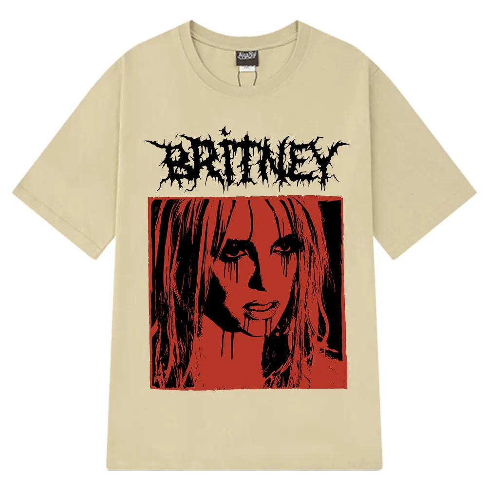 2026Britney Spears Metal Rock Graphic Vintage T-shirt Men Women Fashion Hip Hop T Shirts Short Sleeve Pure Cotton T Shirt