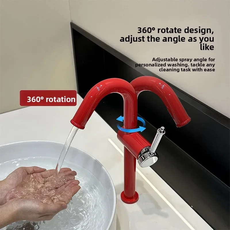 Stainless steel hot and cold basin tap for domestic under-mount washbasins – splash-proof, minimalist bathroom tap