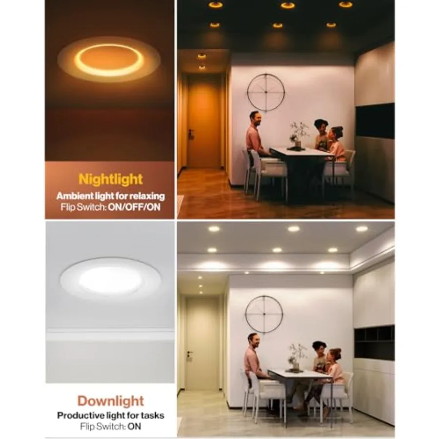 Sunco Inch LED Retrofit Night Light Recessed Downlight, 1000 Lumens, 2700K/3000K/4000K/5000K/6000K CCT Selectable, 12W, 120V Di