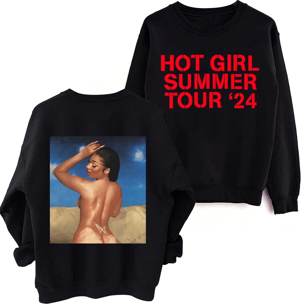 

Megan Thee Stallion Hot Girl Summer Tour ‘24 Sweatshirt Harajuku Round Neck Long Sleeve Oversized Hoodie Fans Gift