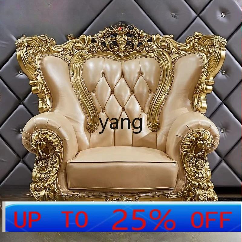 LTT European all-solid wood leather sofa High-end American double-sided dense carving sofa