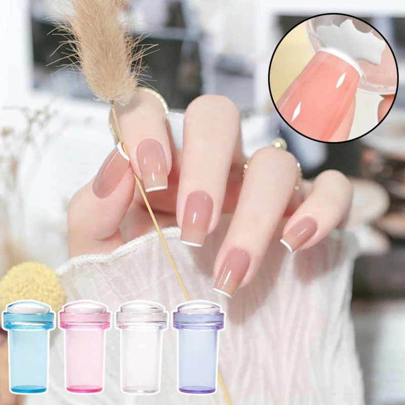 2.3cm silicone transparente kit de carimbo da arte do prego francês para manicure placa selo polonês estêncil modelo selo stamper raspador