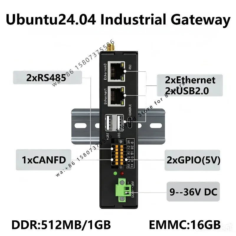 TM-CP2B Ubuntu24.04 Opensource 4G-LTE Modbus TCP/IP RS485 CANFD GPIO Ethernet DIN Rail IoT Industrial Gateway for PLC