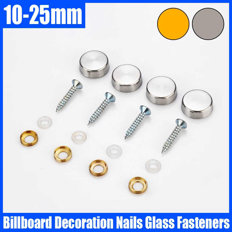 

4PCS Zinc Alloy Billboard Decoration Nails Glass Fasteners Mirror Fixing Screws Advertising Decorative Cap Nail Screw Cover