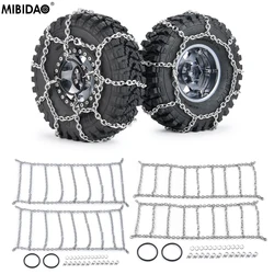 MIBIDAO 2 sztuki RC opony samochodowe łańcuchy śnieżne łańcuchy 105/114/130mm do 1/10 skali gąsienica RC osiowe SCX10 90046 D90 TRX4