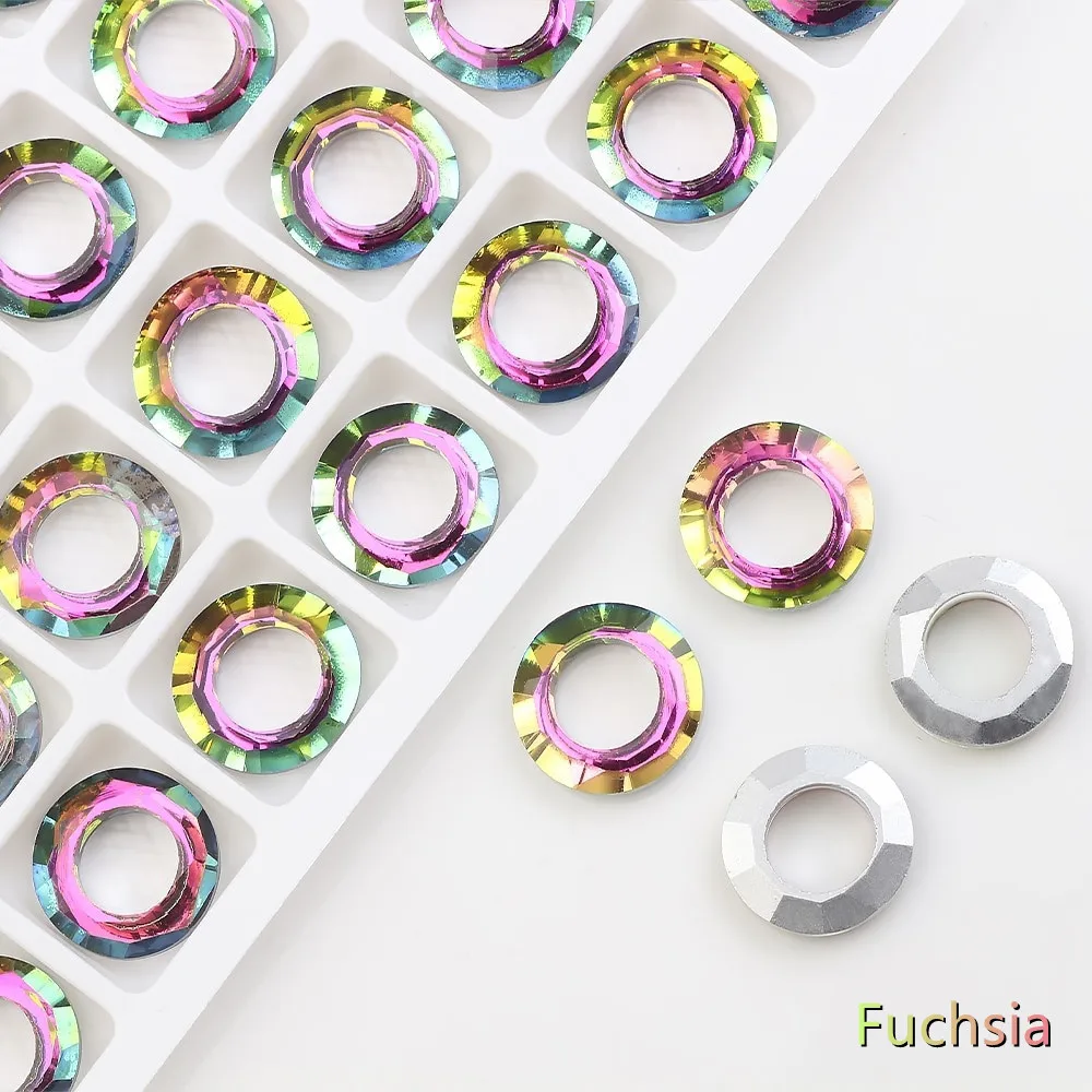 2PCS Crystal Round with Big Hole 14/20MM AB Ring of Angle Spacer Glass Flat Jewelry Making DIY Accessories Necklace Beads