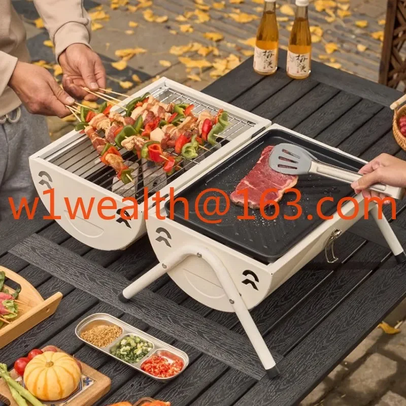 Barbecue Grill Outdoor Portable Double Sided Double Use Skewers Stove Home Camping Charcoal Grill Smokeless Small