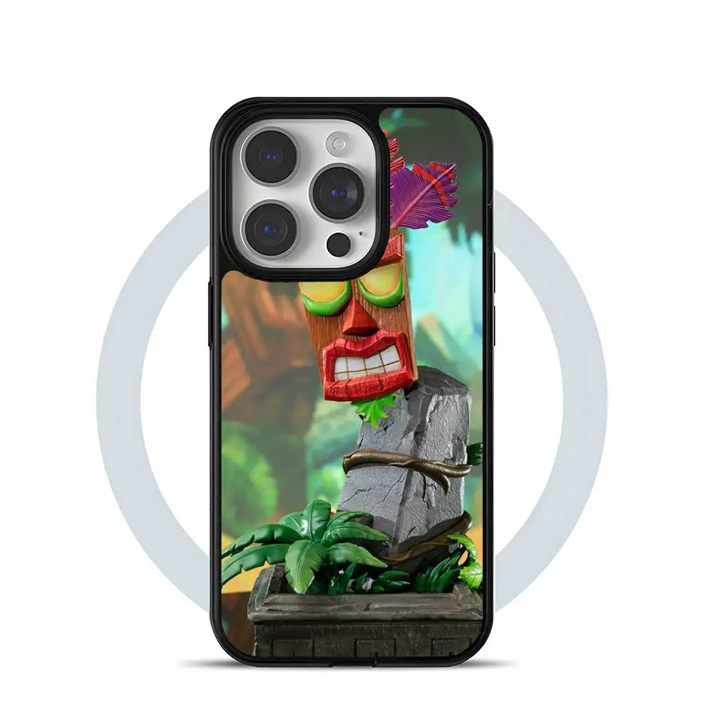 Aku Aku Crash Magsafe funda de teléfono para iPhone 17 16 15 14 13 12 Pro Max Plus Air carcasa dura cubierta completa de silicona anticaída