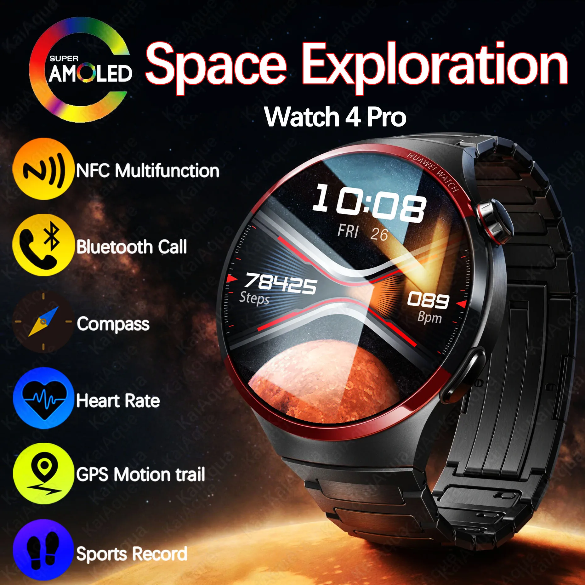 2024 New For HUAWEI Watch 4 PRO Smart Watch Space edition Men AMOLED HD Screen BT Call GPS Trajectory NFC Heart Rate Smart Watch