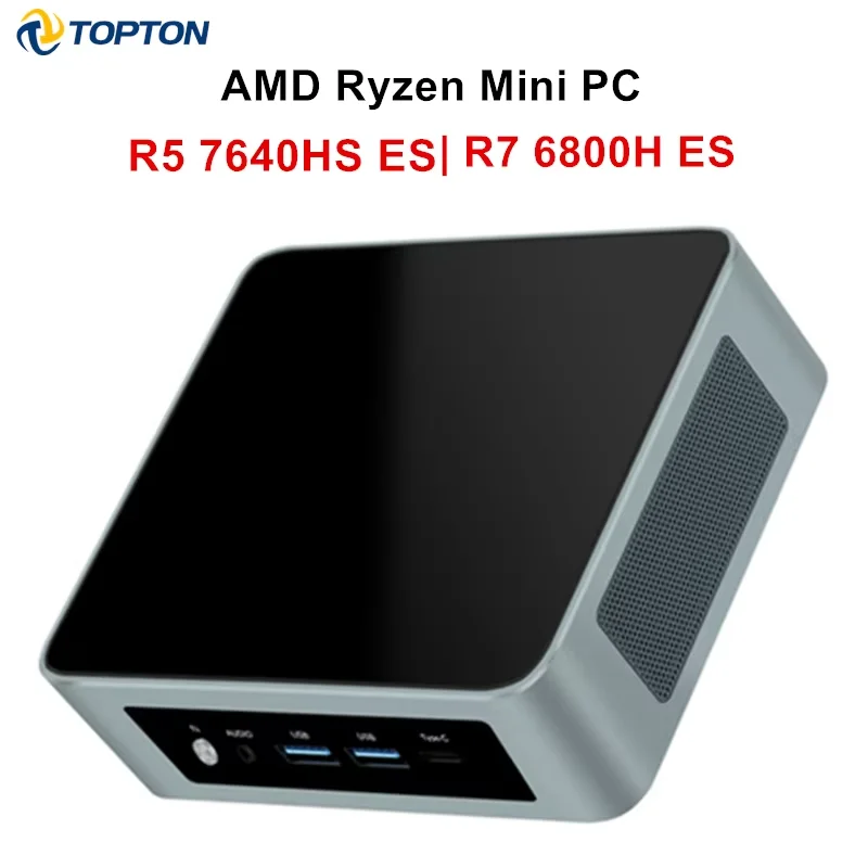 Mini PC Gamer Topton AMD Ryzen 7 8845HS ES 5 7640HS ES 2xDDR5 2xLAN NVMe USB4, Mini Computadora de Escritorio para Oficina, Windows 11 Pro, WiFi6E