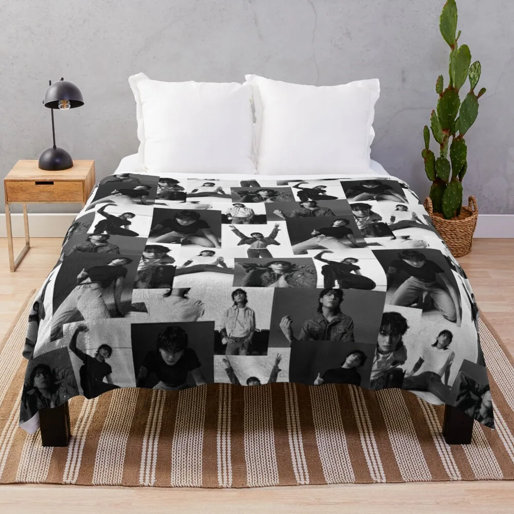 BTS Jungkook collage Throw Blanket Softest Beautifuls Blankets