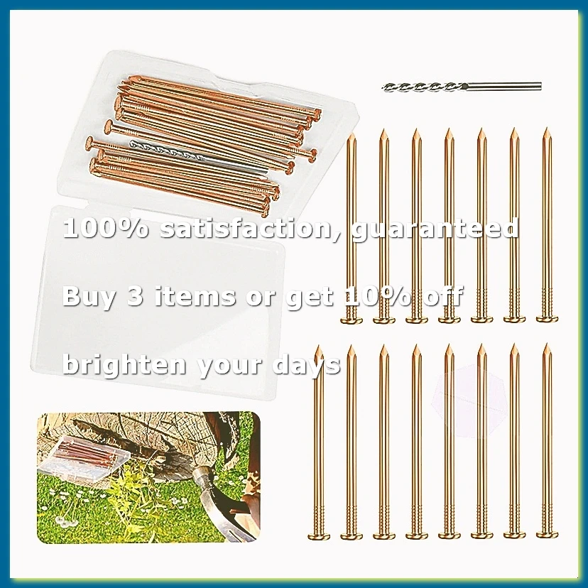25 Pieces Copper Nails for Killing Tree Stump , 3.15 Inch Copper Nails with Drill, Stake Removal Nailer for Trees