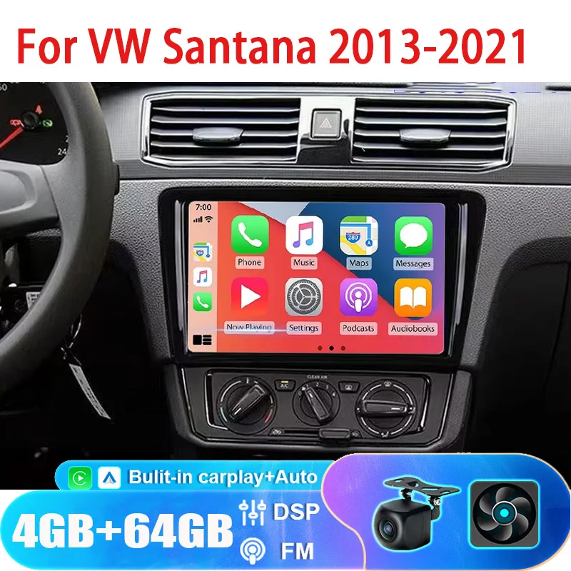 

9 дюймов Android 13 6 + 128 ГБ авторадио беспроводной Carplay GPS BT мультимедийный плеер умные автомобильные системы для VW Santana 2013-2021