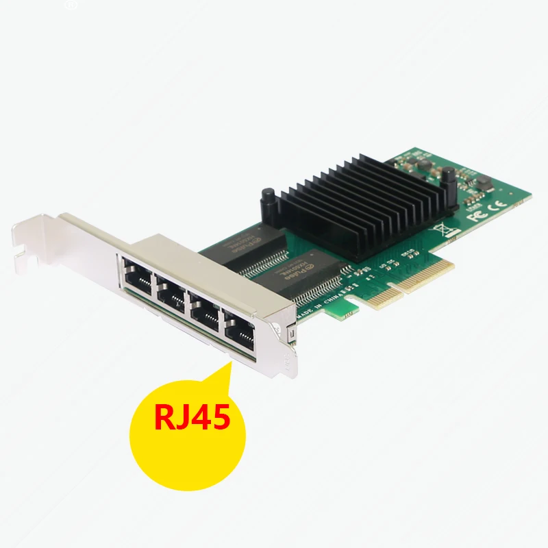 Para tarjeta Intel I350-T4 PCIe X4 Gigabit Ethernet (4 puertos) - NIC de servidor/escritorio con VLAN, WOL, cámara y visión industriales de fibra