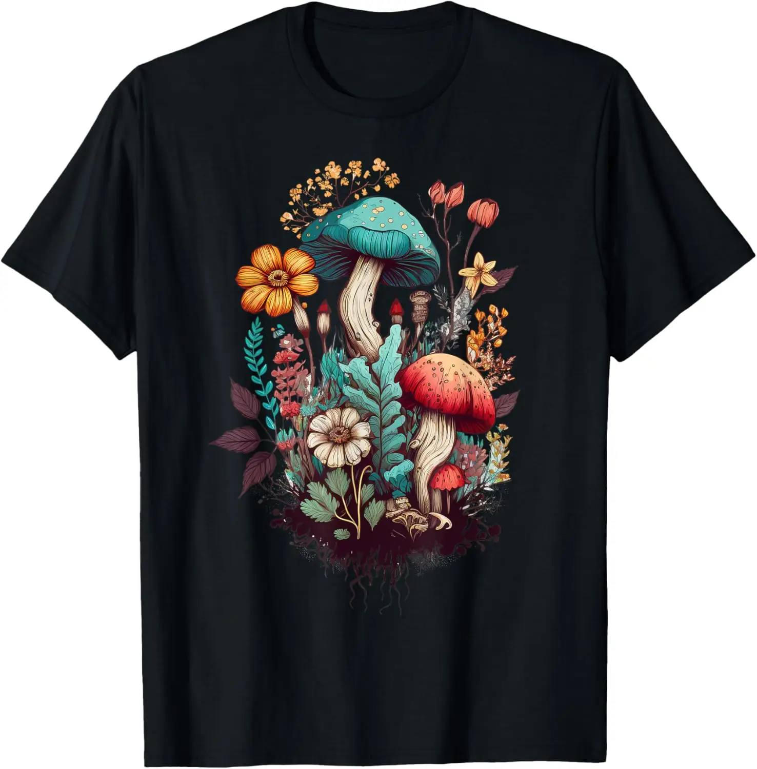 

Cute Cottagecore Floral Mushroom Aesthetic Girls Graphic T-Shirt