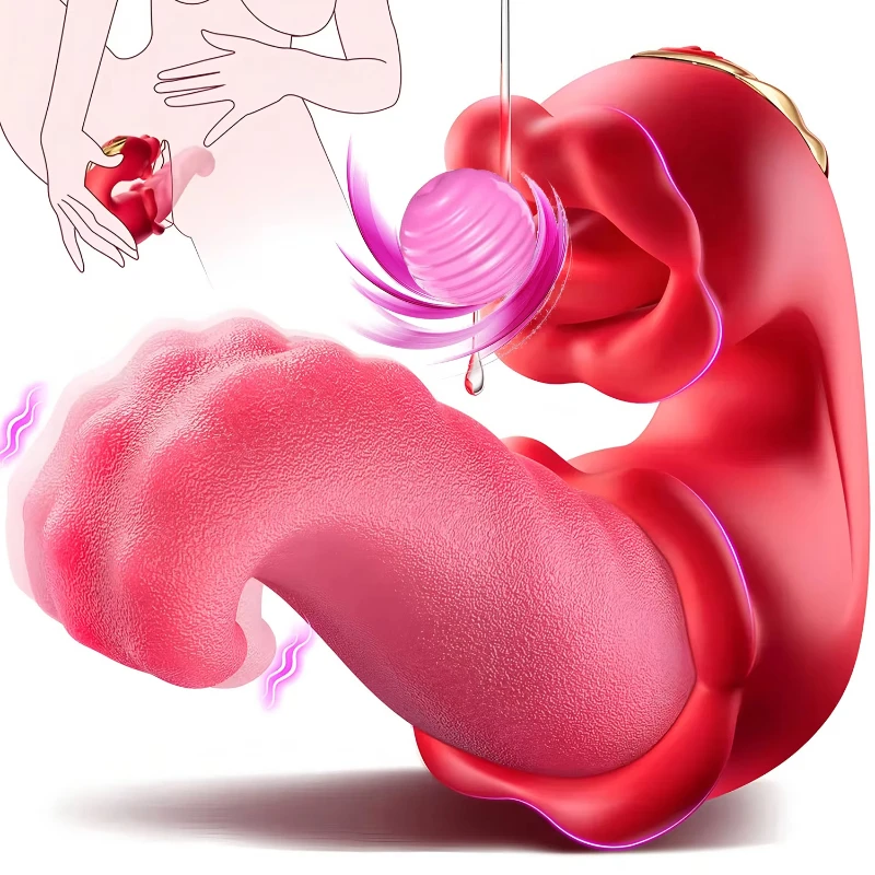 هزاز الجنس لعب الكبار للنساء 4 في 1 اللسان الجة الهزاز دسار مص البظر محفز للإناث الأزواج ألعاب الكبار #1