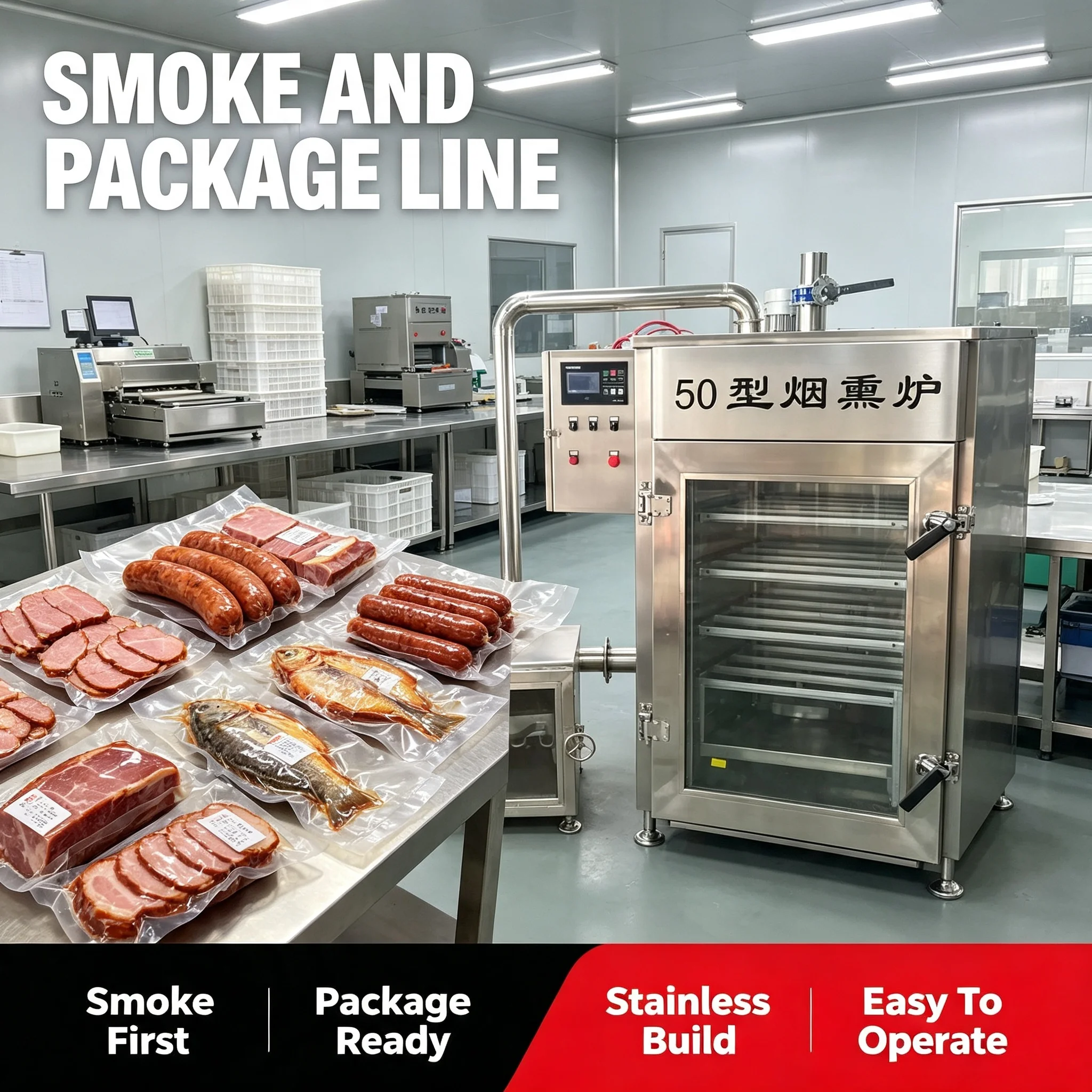 Multipurpose Electric Smoker Oven for Meat Chicken Fish Sausage Bacon Commercial Stainless Machine with Built-in Meat Probe