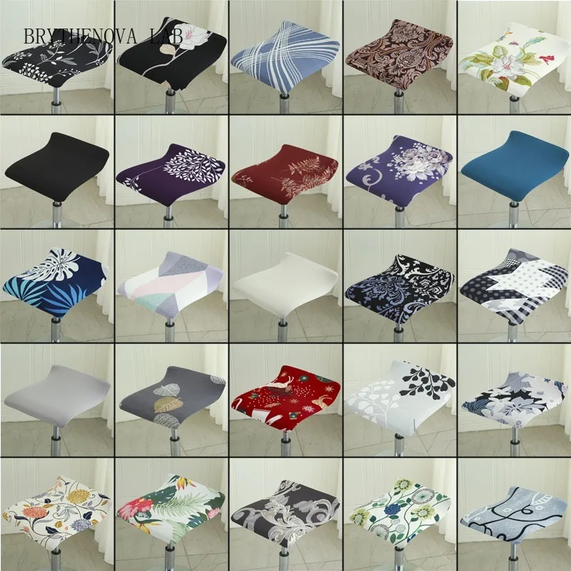 Bar Stool Covers Counter Stool Chair Covers with Backs, Washable Swivel Square Barstool Seat Slipcover with Elastic Bottom